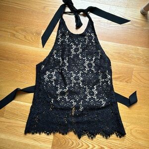 Intermix lace halter top
